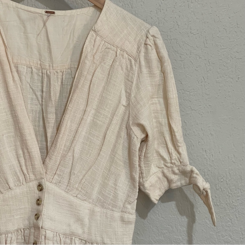 FREE PEOPLE Love Of My Life Cotton Gauze Midi Dress Ivory Large - Picture 6 of 10